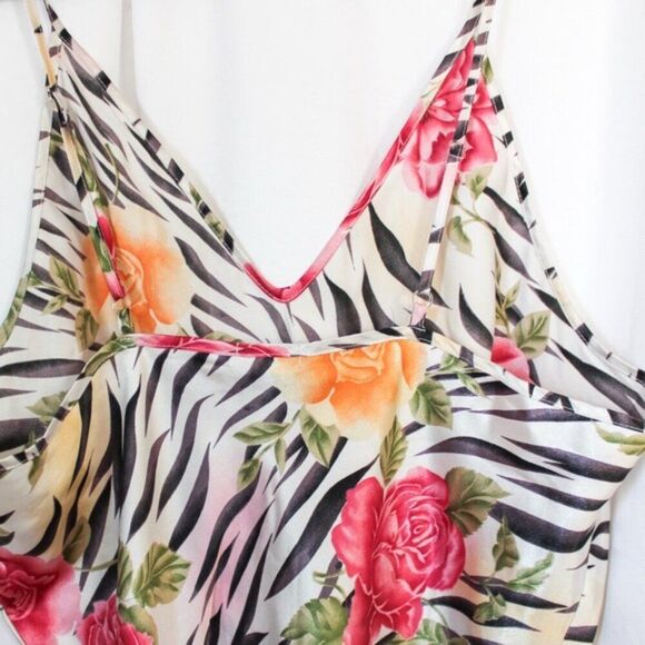 Vintage Popsi Lingerie V-neck Zebra and Rose Sleep Cami Dress X-Large - Picture 5 of 7
